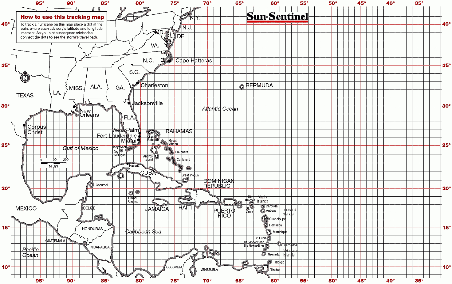 H1&amp;gt;Hurricane Season &amp;#039;99&amp;lt;/H1&amp;gt; intended for Gulf of Mexico Hurricane Tracking Map Printable