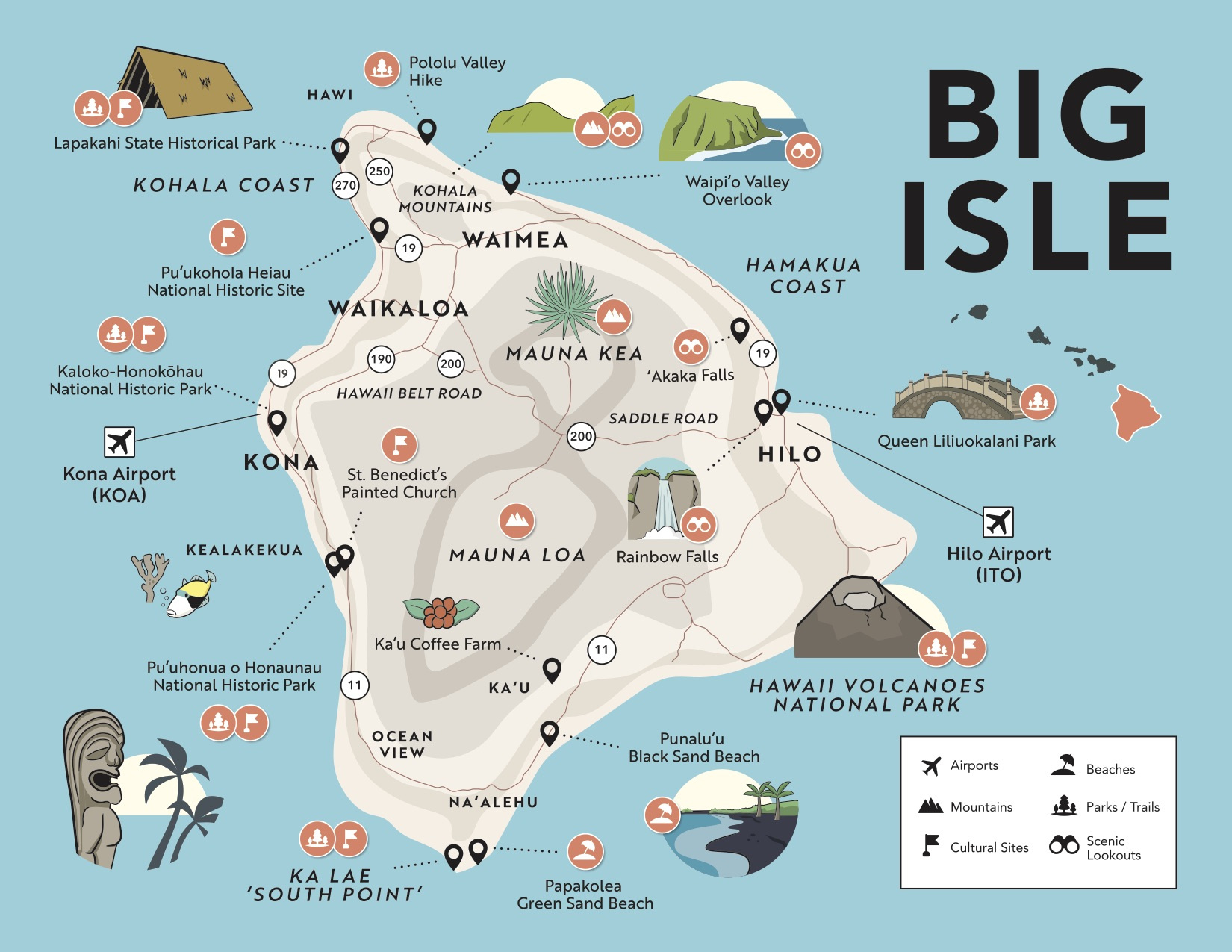 hawaii travel maps attractions airports more pertaining to map of hawaii big island printable Hawaii Travel Maps: Attractions, Airports & More pertaining to Map of Hawaii Big Island Printable