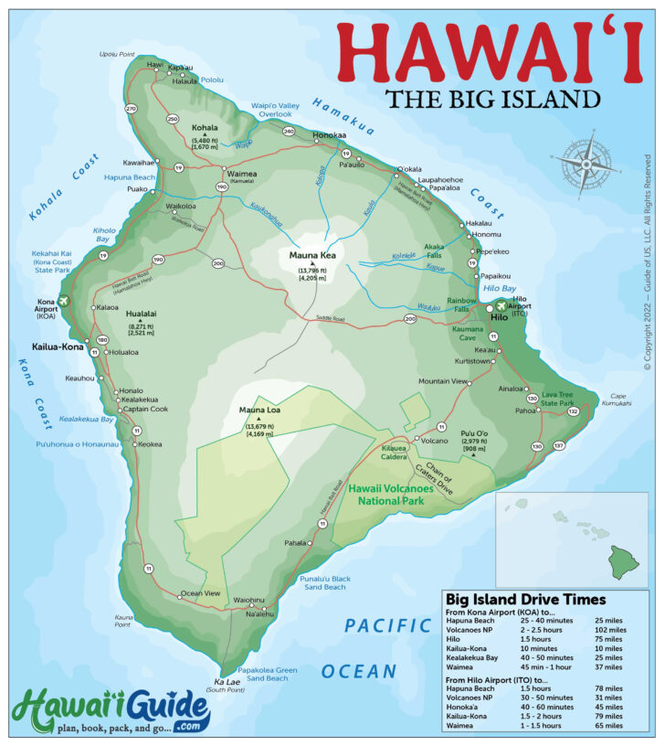 Printable Map of Hawaii Big Island