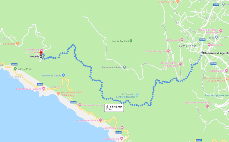 Path of the Gods Italy Map