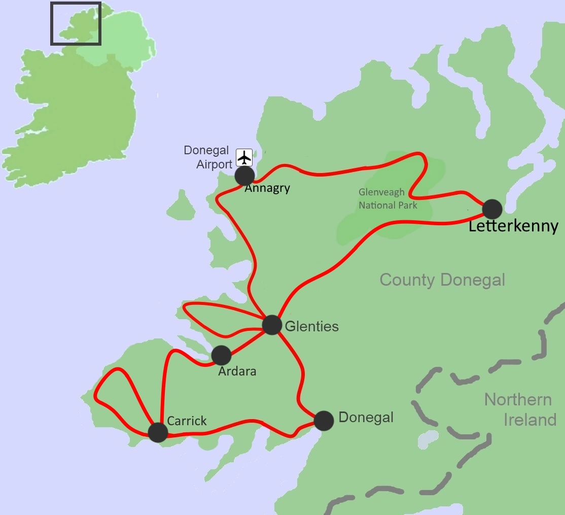 Hoh 9 Night Outline Map | Irelandbike pertaining to Map Of Donegal And Northern Ireland