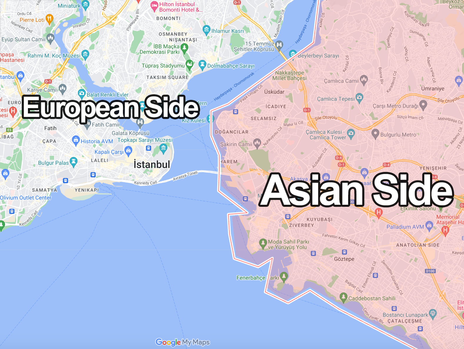 How To Travel To Istanbul&amp;#039;S Asian Side From The European Side: All within Map Of Istanbul Showing Europe And Asia