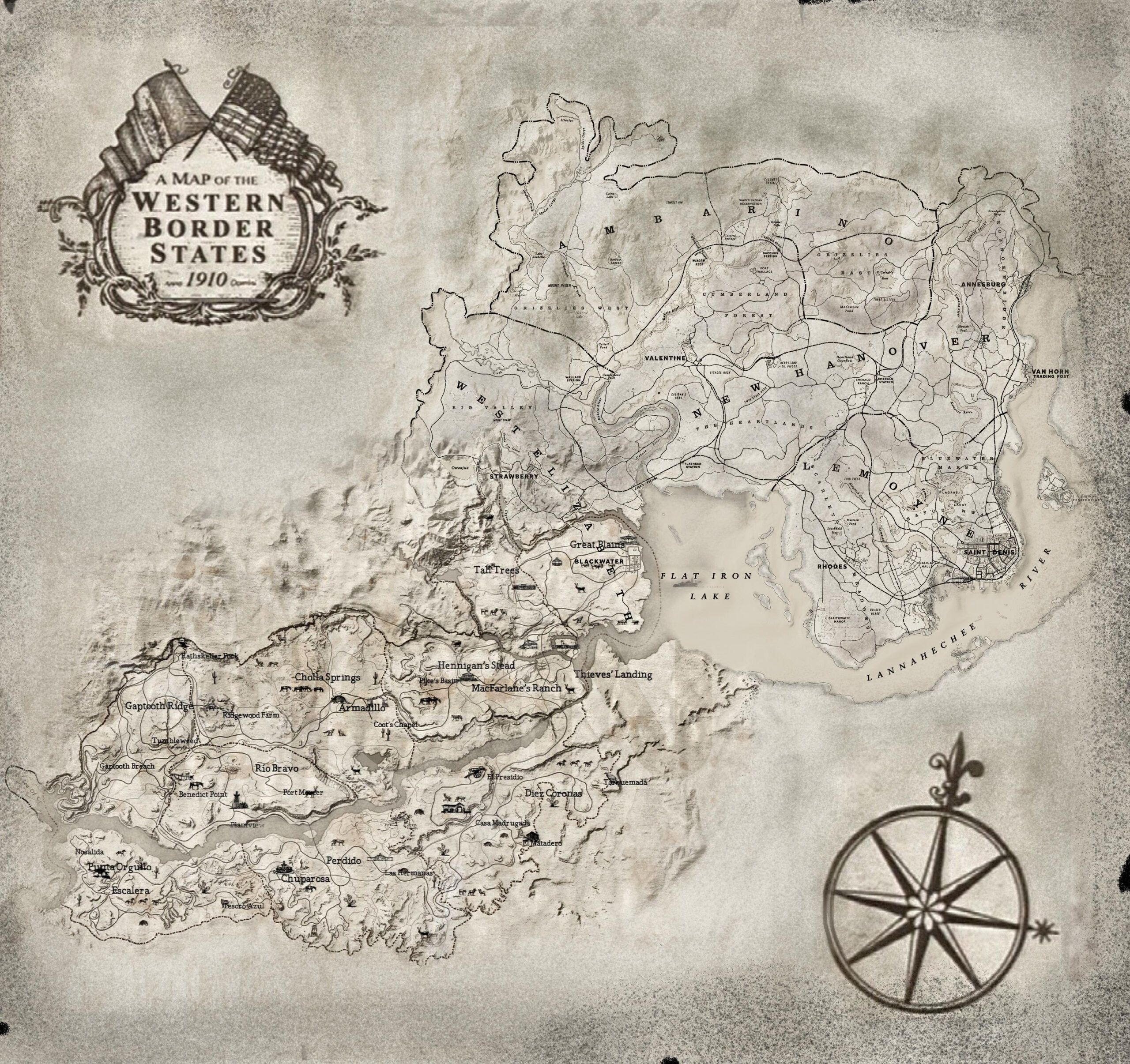 I Combined Both Red Dead Maps Together To Make A Master Map : R/Gaming throughout Red Dead Redemption 2 Map Printable