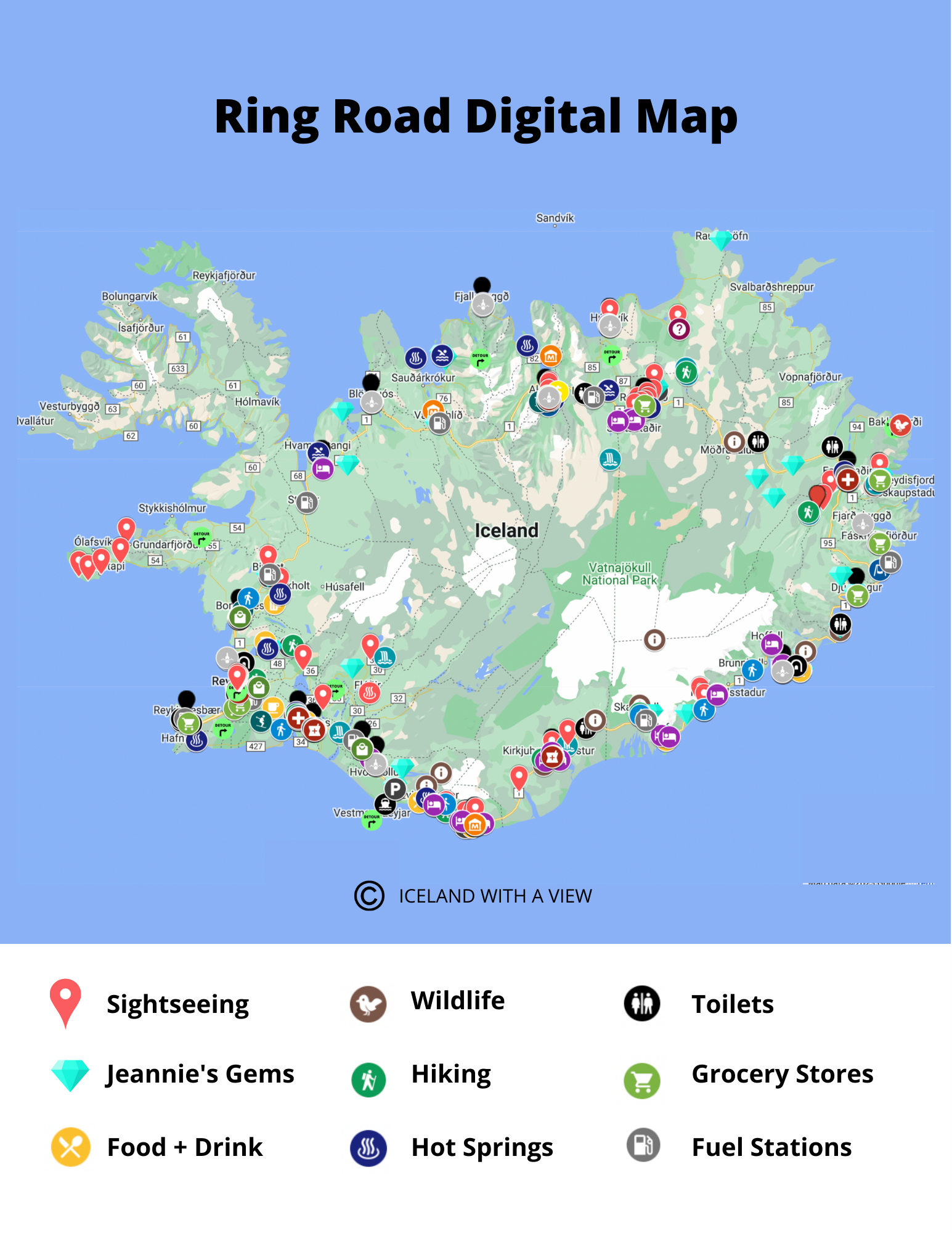 Iceland Ring Road Map + Guide - Iceland With A View pertaining to Printable Map of Iceland Ring Road