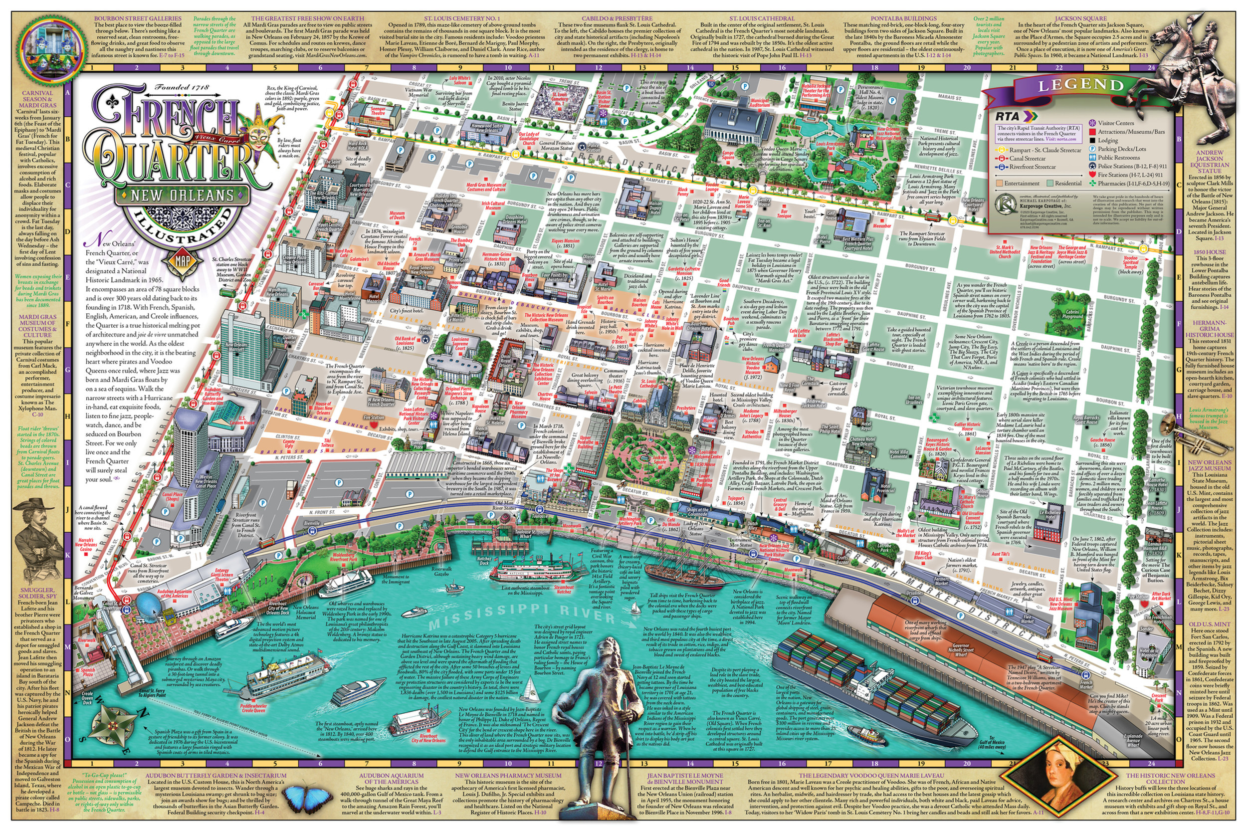 Illustrated French Quarter Map | Nola | Karpovage Creative inside Printable Map Of French Quarter New Orleans