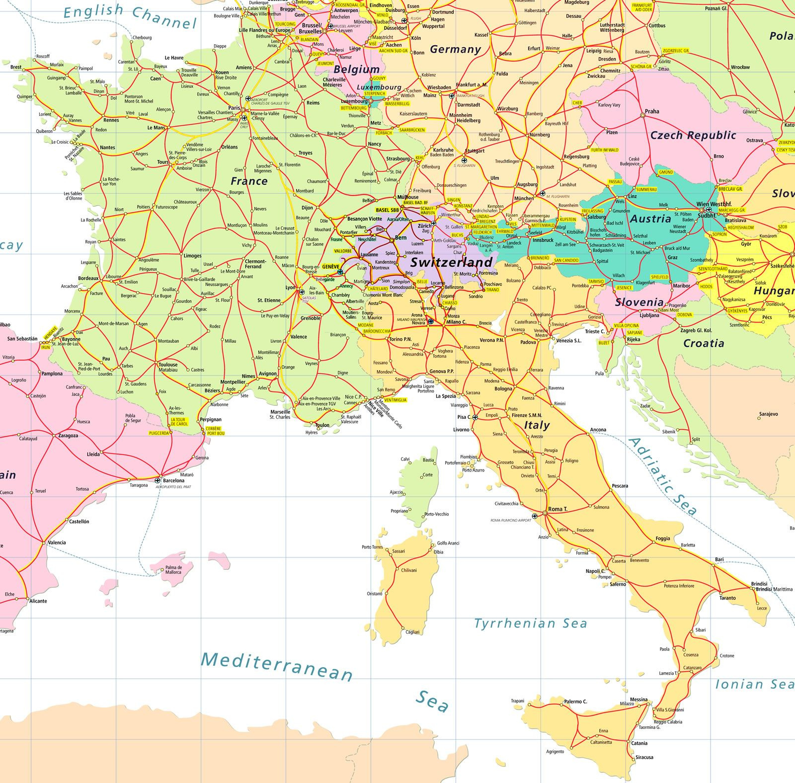 Index Of /Images/Rail/Eurail/ pertaining to Map of France and Italy and Switzerland
