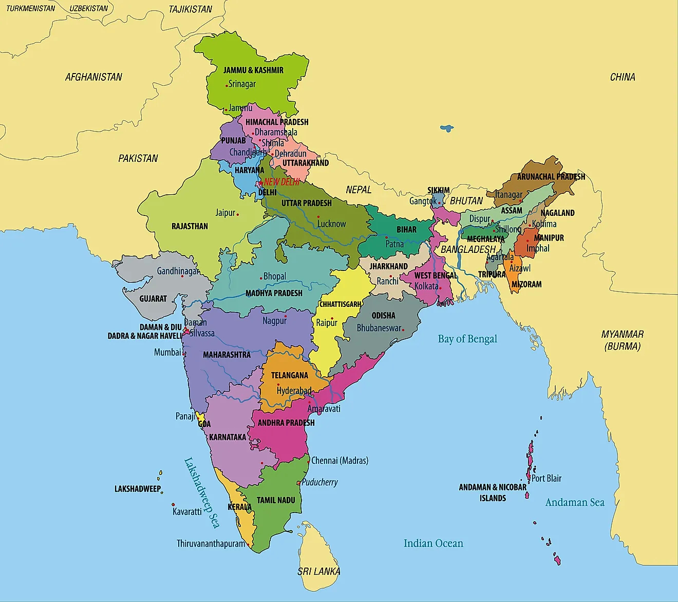 India Maps &amp;amp; Facts - World Atlas with regard to Printable Map Of India With Bay Sea Ocea