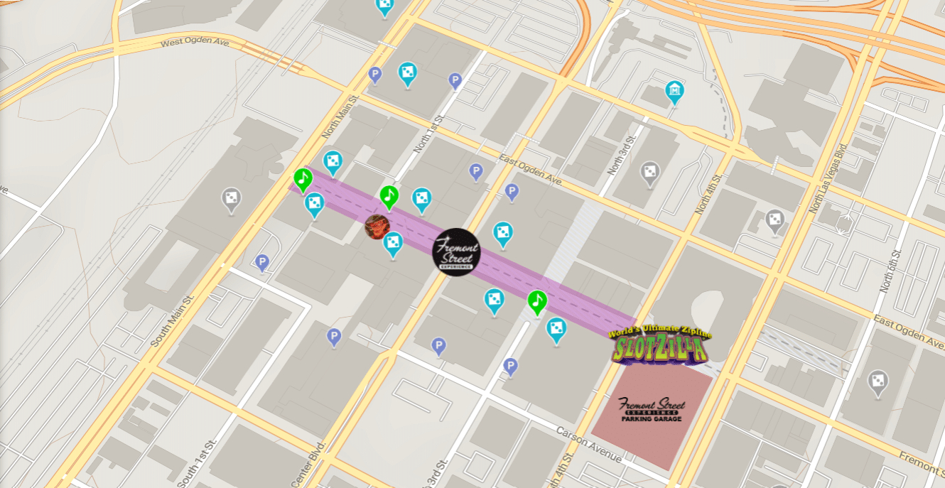 Interactive Map Of Downtown Las Vegas | Fremont Street for Printable Map Of Fremont Street Las Vegas