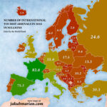 International Tourist Arrivalscountry In Europe With Tourist Map Of Europe And Asia