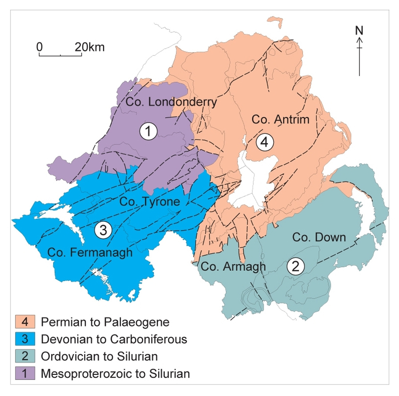 Introduction To The Geology Of Northern Ireland - Mediawiki within Geological Map of Northern Ireland