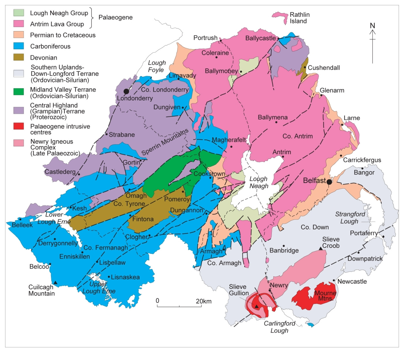 Introduction To The Geology Of Northern Ireland - Mediawiki within Geological Map of Northern Ireland