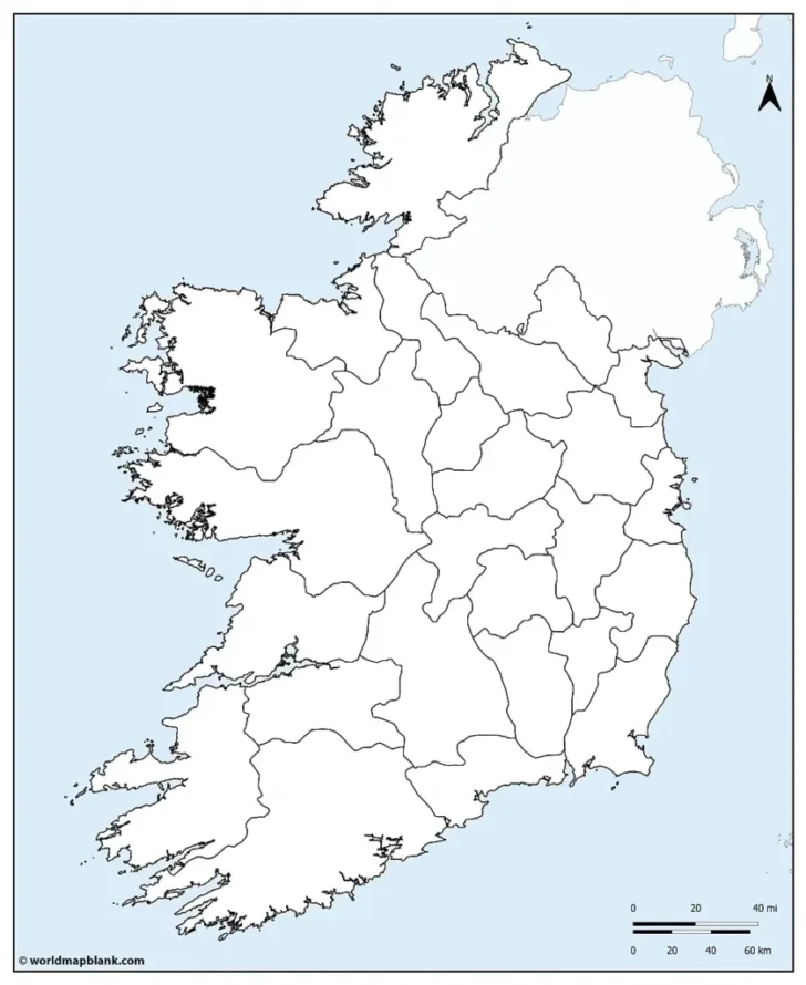 Blank Map of Northern Ireland Counties
