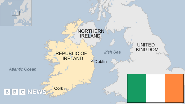 Map of Northern Ireland and Irish Republic