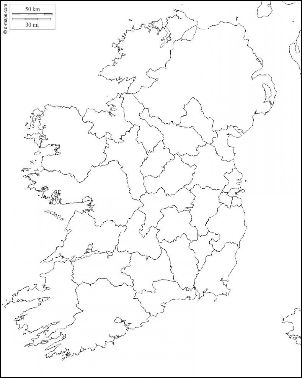 Ireland County Map Outline - Blank Map Of Ireland With County for Blank Map Of Northern Ireland Counties