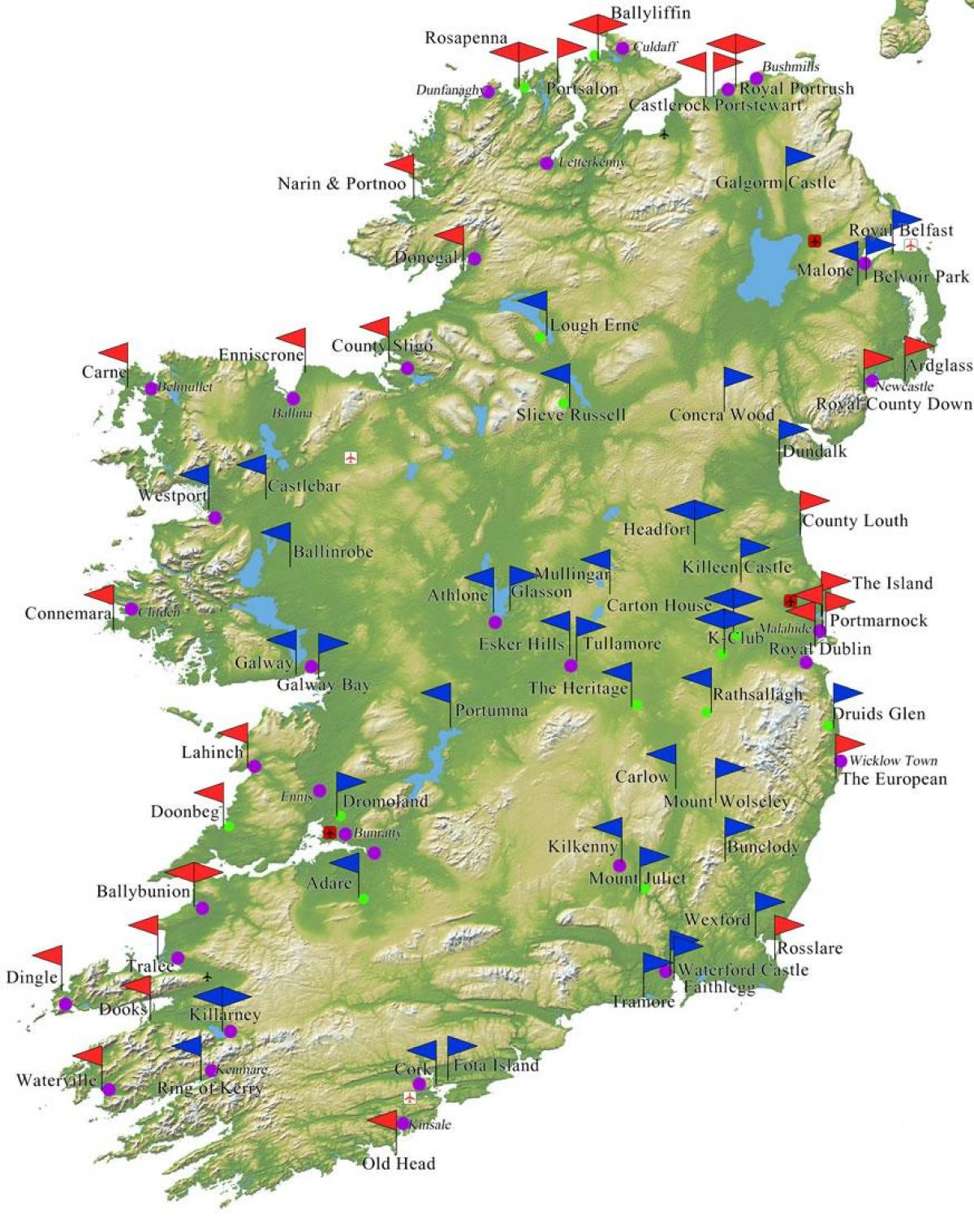 Ireland Golf Map - Map Of Ireland Golf (Northern Europe - Europe) for Map Of Northern Ireland Golf Courses