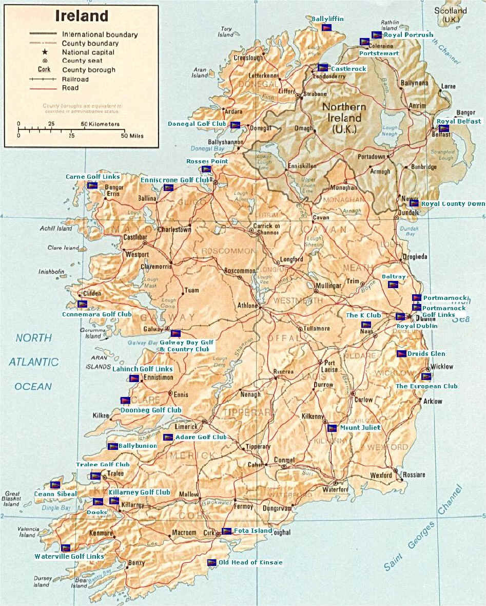Ireland Golf|Map Of Golf Courses In Ireland|Tralee|Ireland with regard to Map Of Northern Ireland Golf Courses