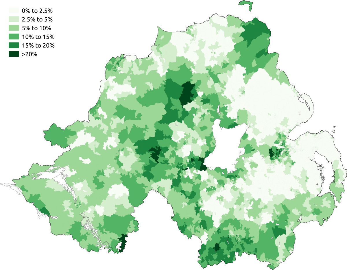 Irish Language In Northern Ireland - Wikipedia throughout Ethnic Map of Northern Ireland