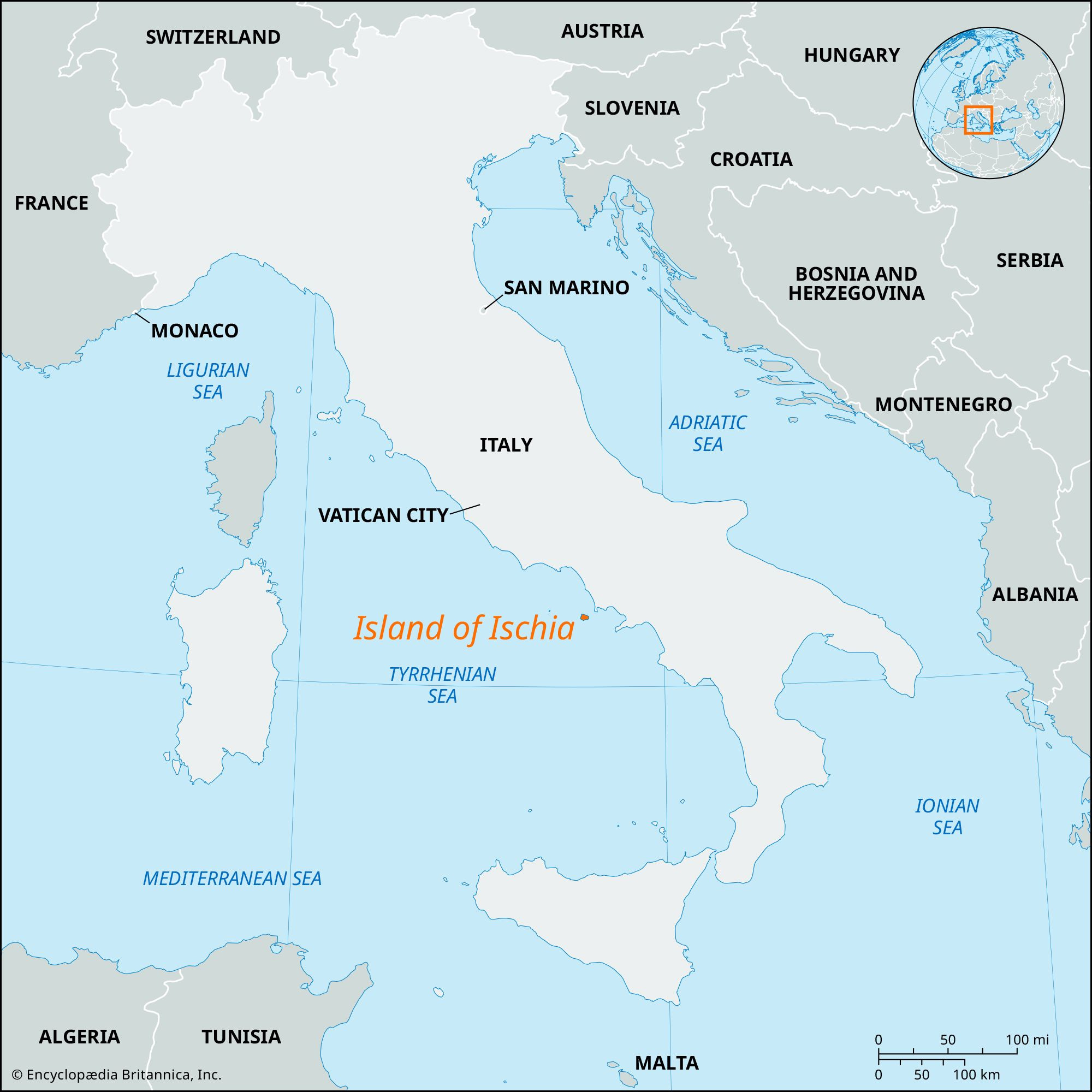 Island Of Ischia | Italy, Map, History, &amp;amp; Facts | Britannica inside Island of Ischia Italy Map