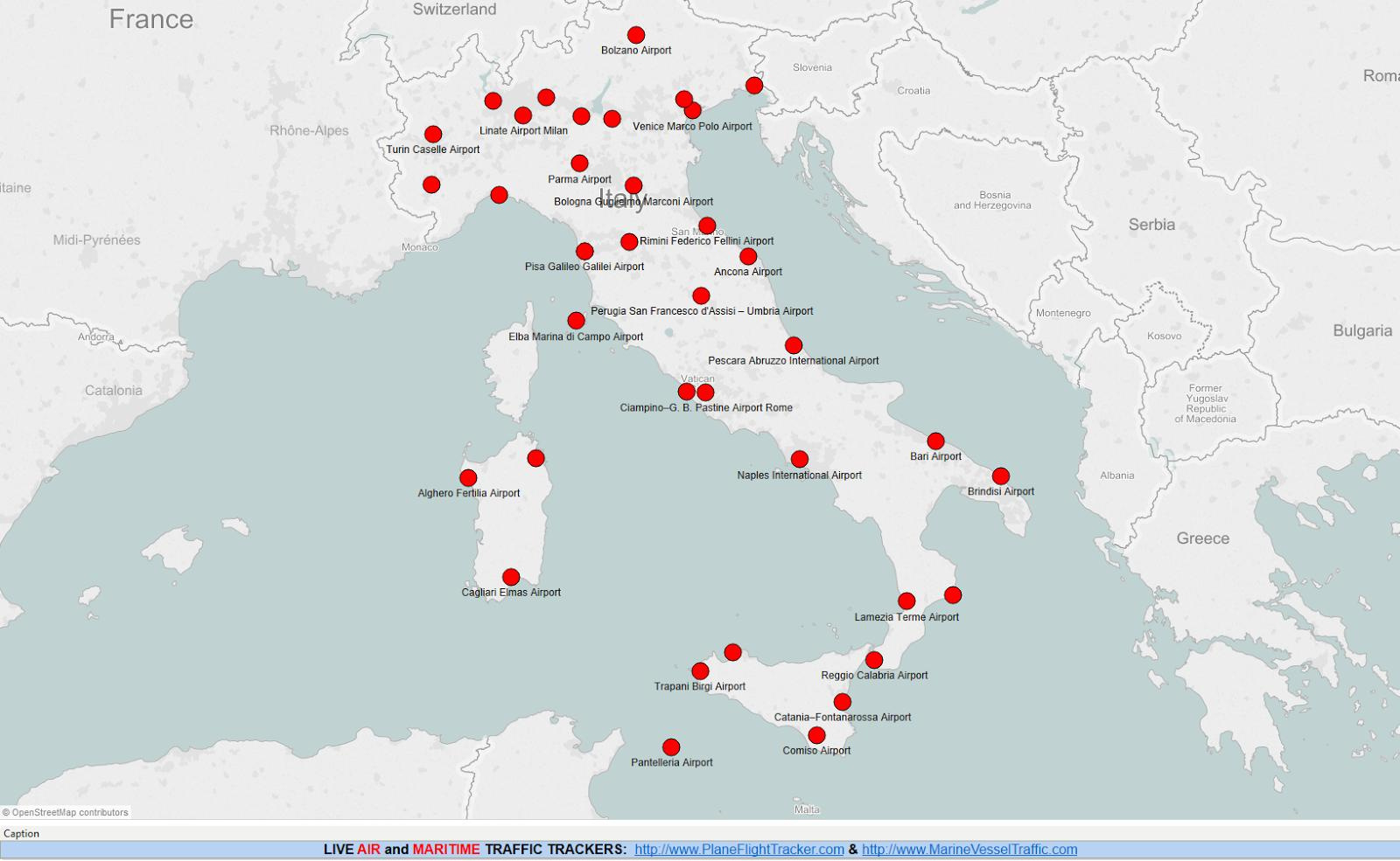 Italy Airports Map - Map Of Italy Showing Airports (Southern with Map of Italy and Airports
