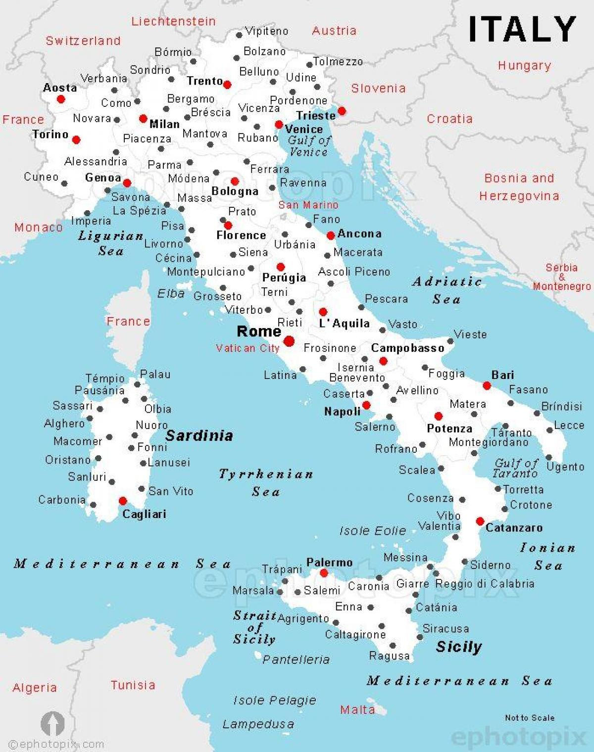Italy City Map - Map Of Italy With City Names (Southern Europe in Map of Cities In Italy