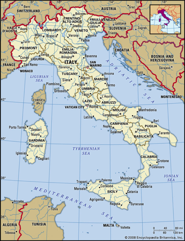Map of Italy In English