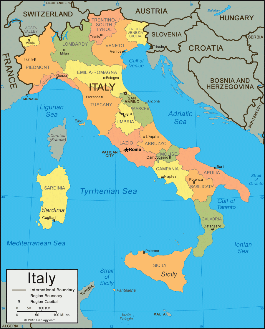Italy Map And Satellite Image pertaining to Map of Italy and Surrounding Countries