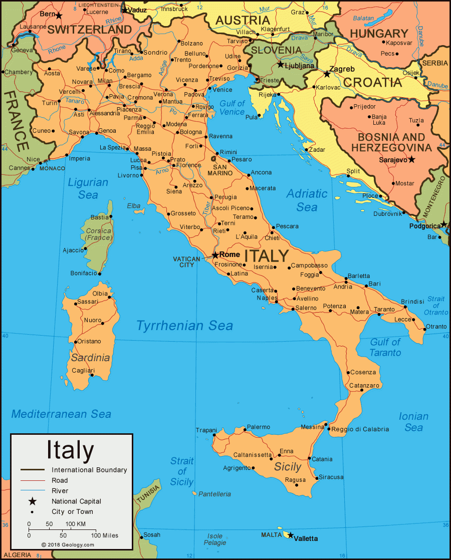 Italy Map And Satellite Image pertaining to Map of Italy on World Map