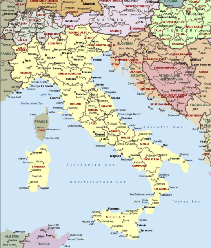 Google Map of Italy with Cities