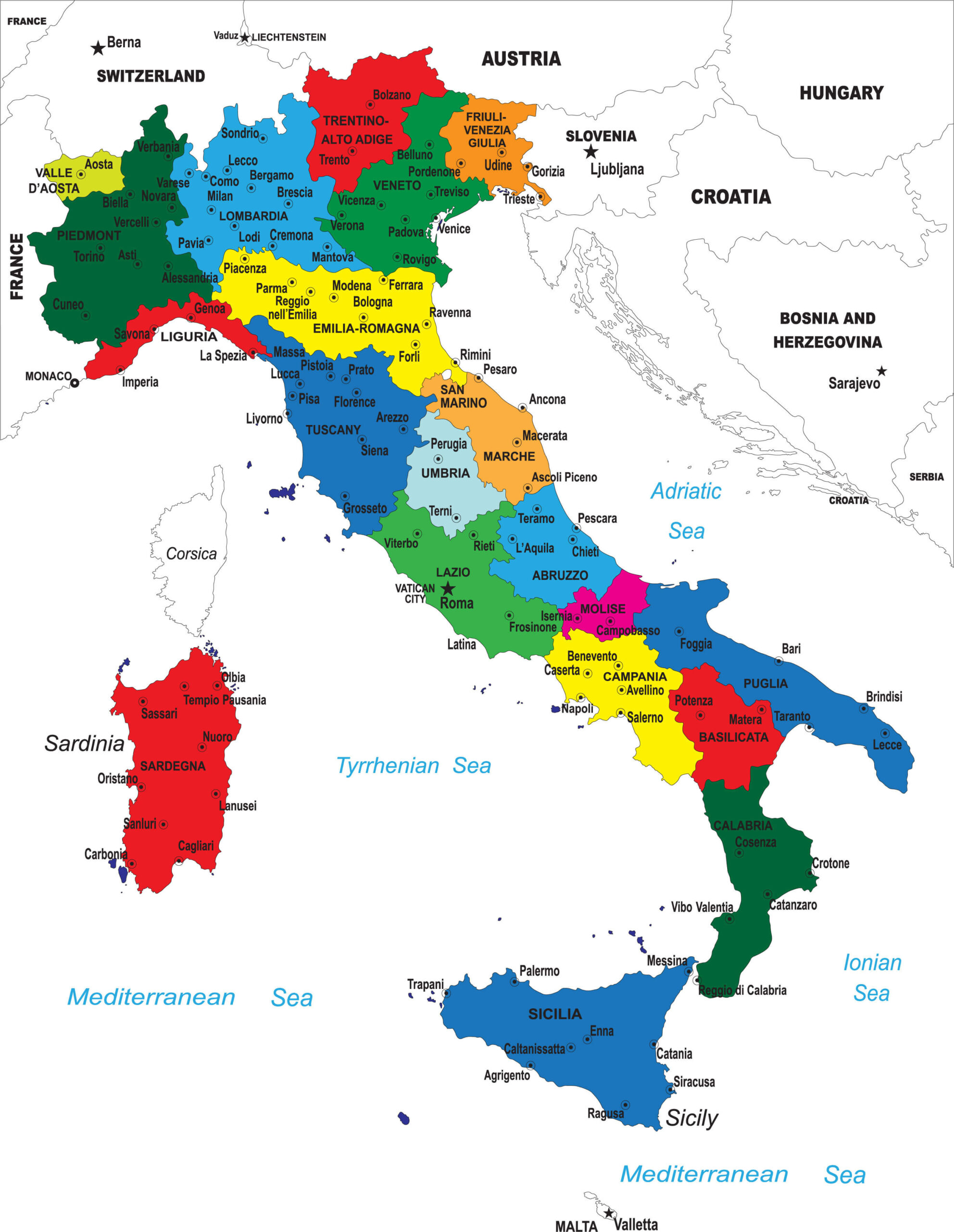 Italy Map - Guide Of The World regarding Map of Italy By Regions and Cities