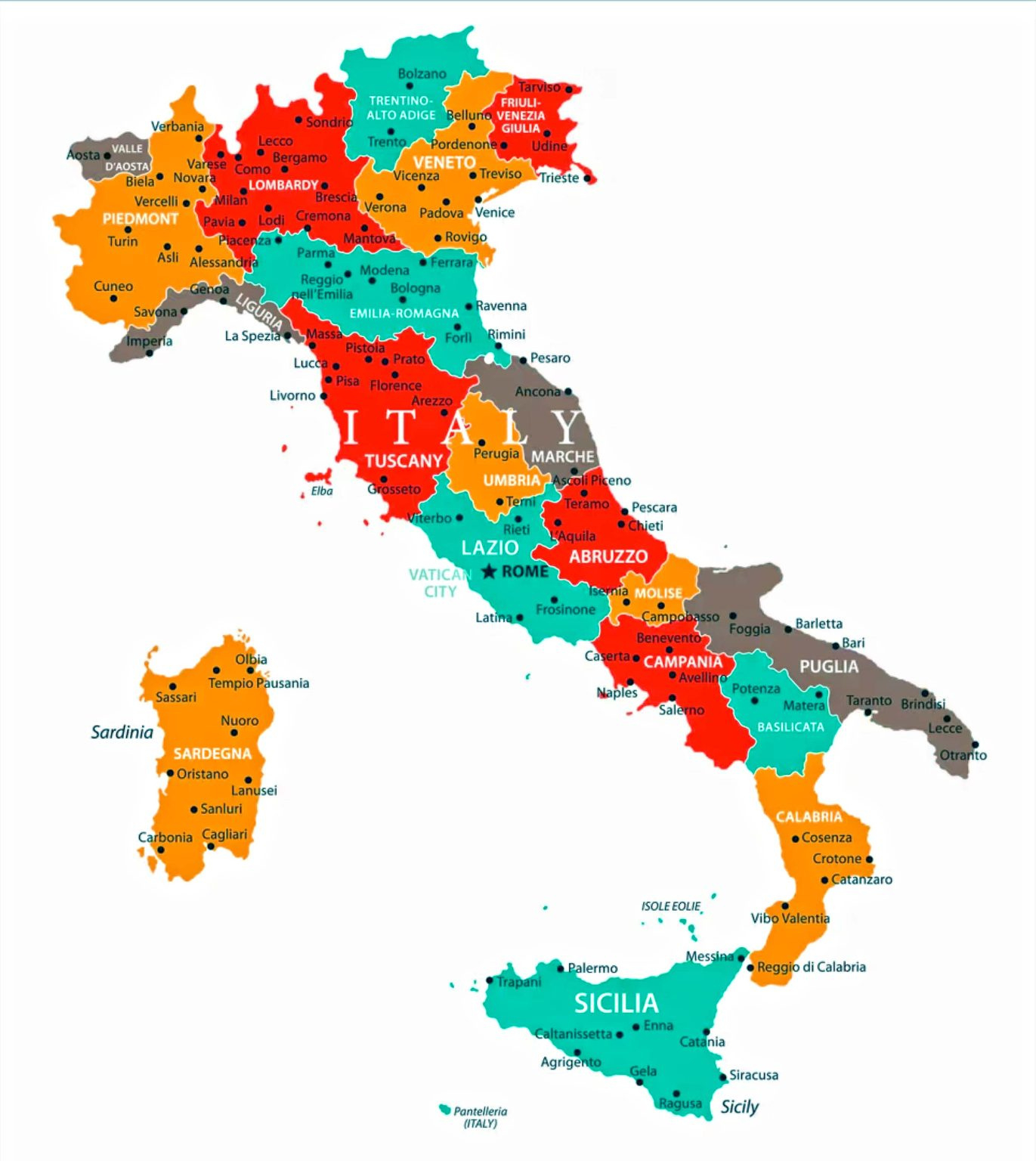 Italy Map - Guide Of The World regarding Map Of Italy With Regions And Cities