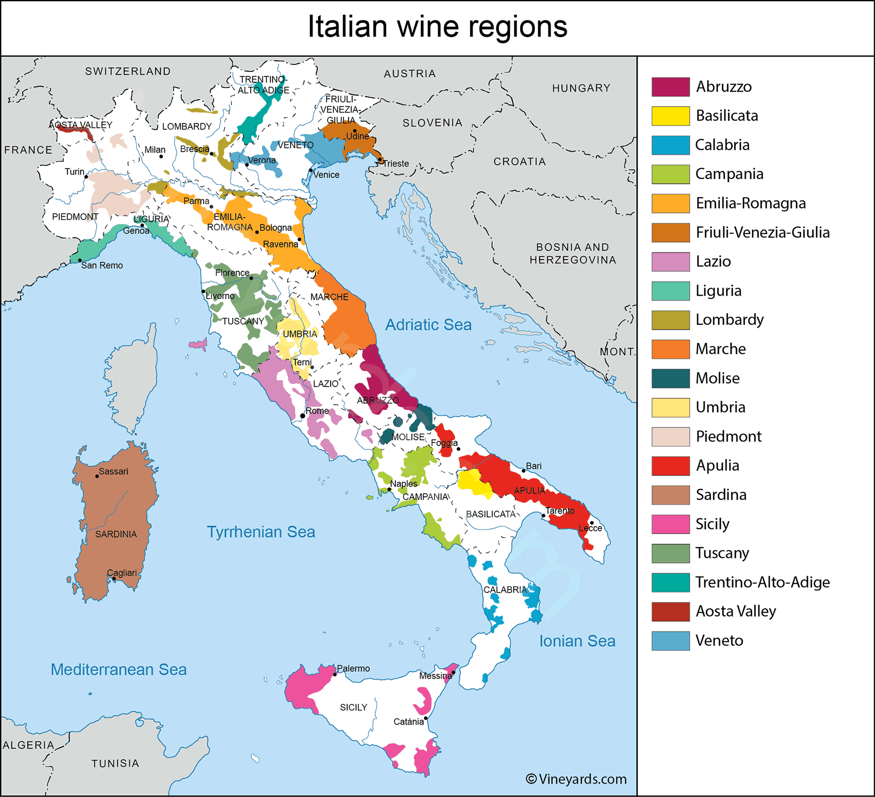 Italy Map Of Vineyards Wine Regions regarding Map Of Italy Wine Regions