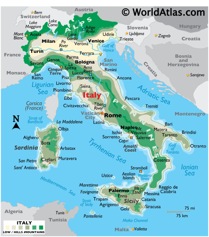Map of Alps In Italy