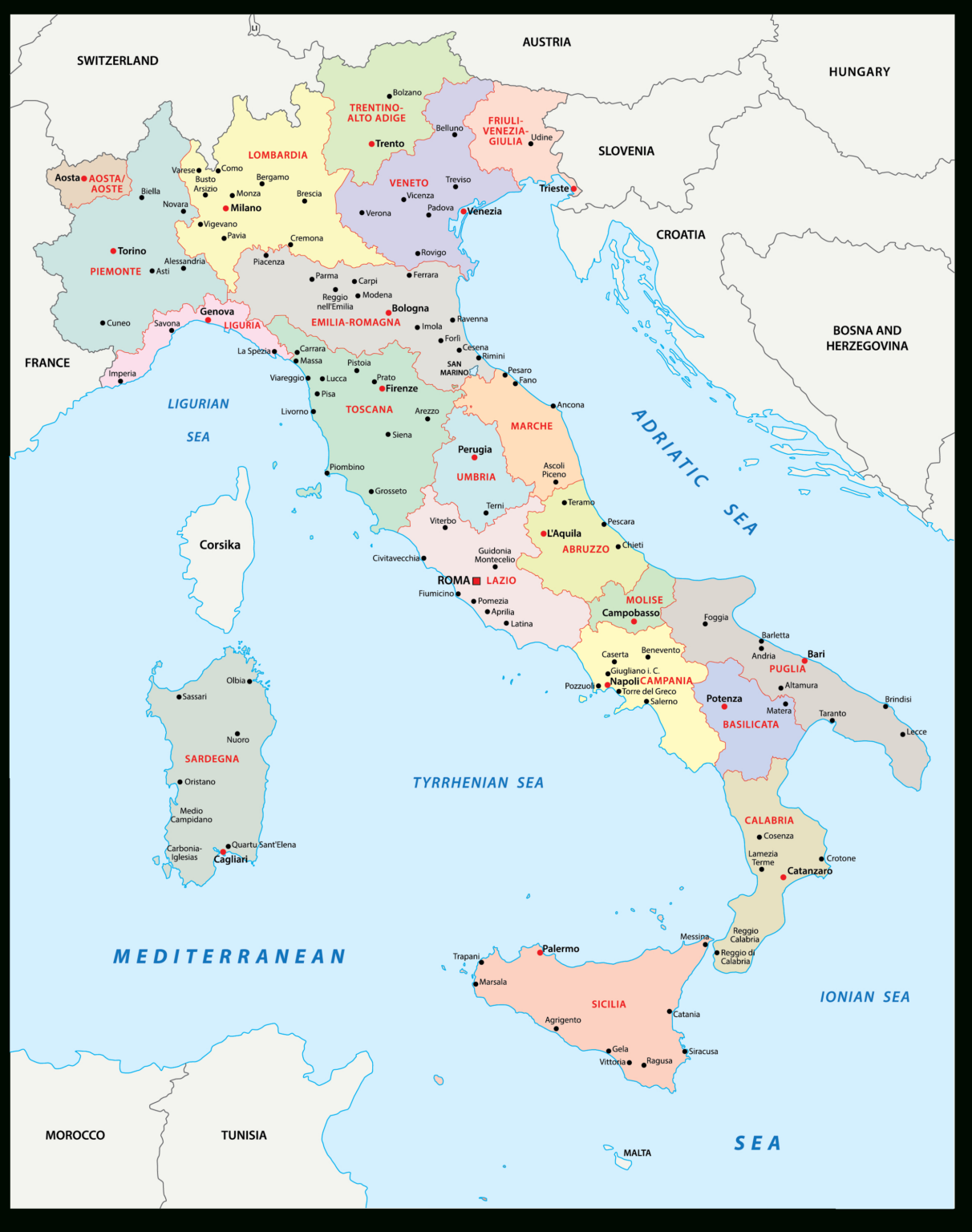 Professional Italian Map Italian Map Of The World | Adams Printable Map
