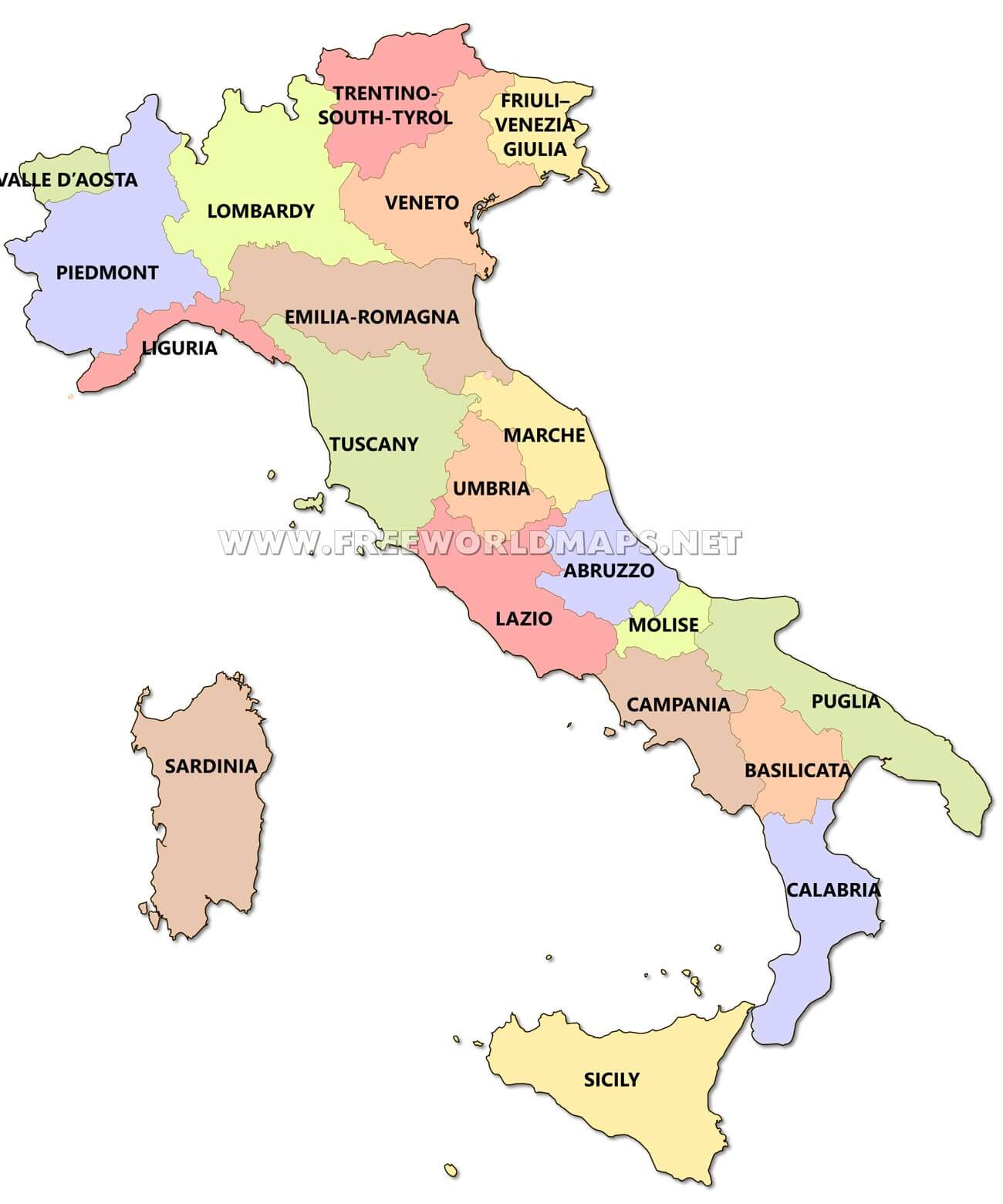 Italy Political Map regarding Free Printable Map Of Italy Regions