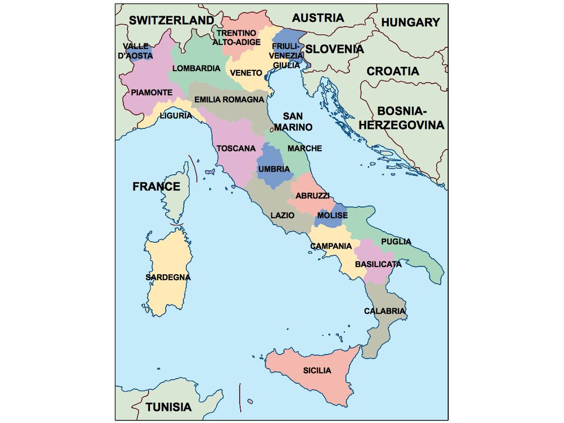 Italy Presentation Map in Map of France Italy and Croatia
