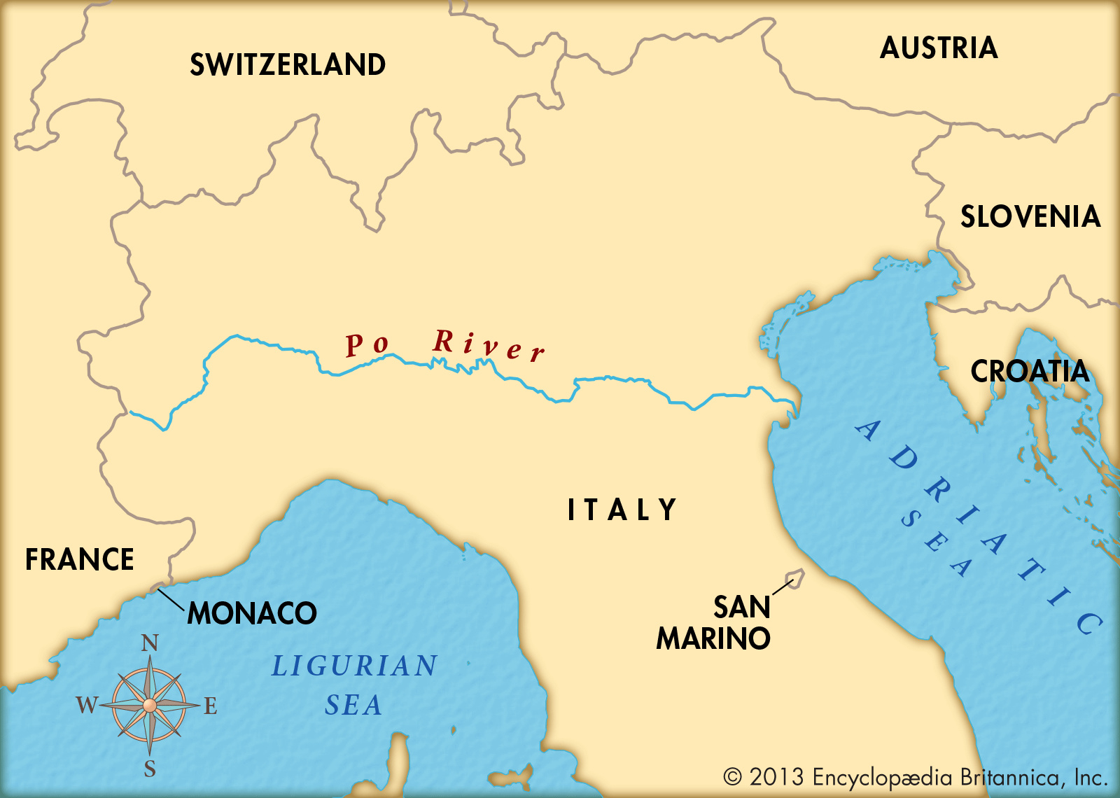 Italy - Rivers, Alps, Po | Britannica regarding Map Of Po River Italy