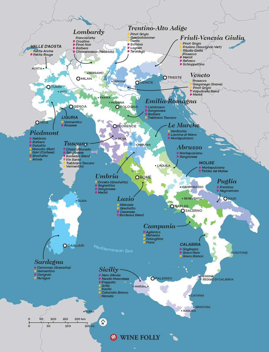 Italy Wine Region | Wine Folly for Map Of Wine Regions Of Italy