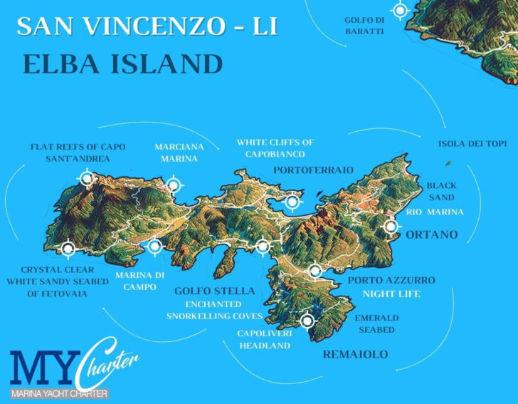 Map of Elba Island Italy