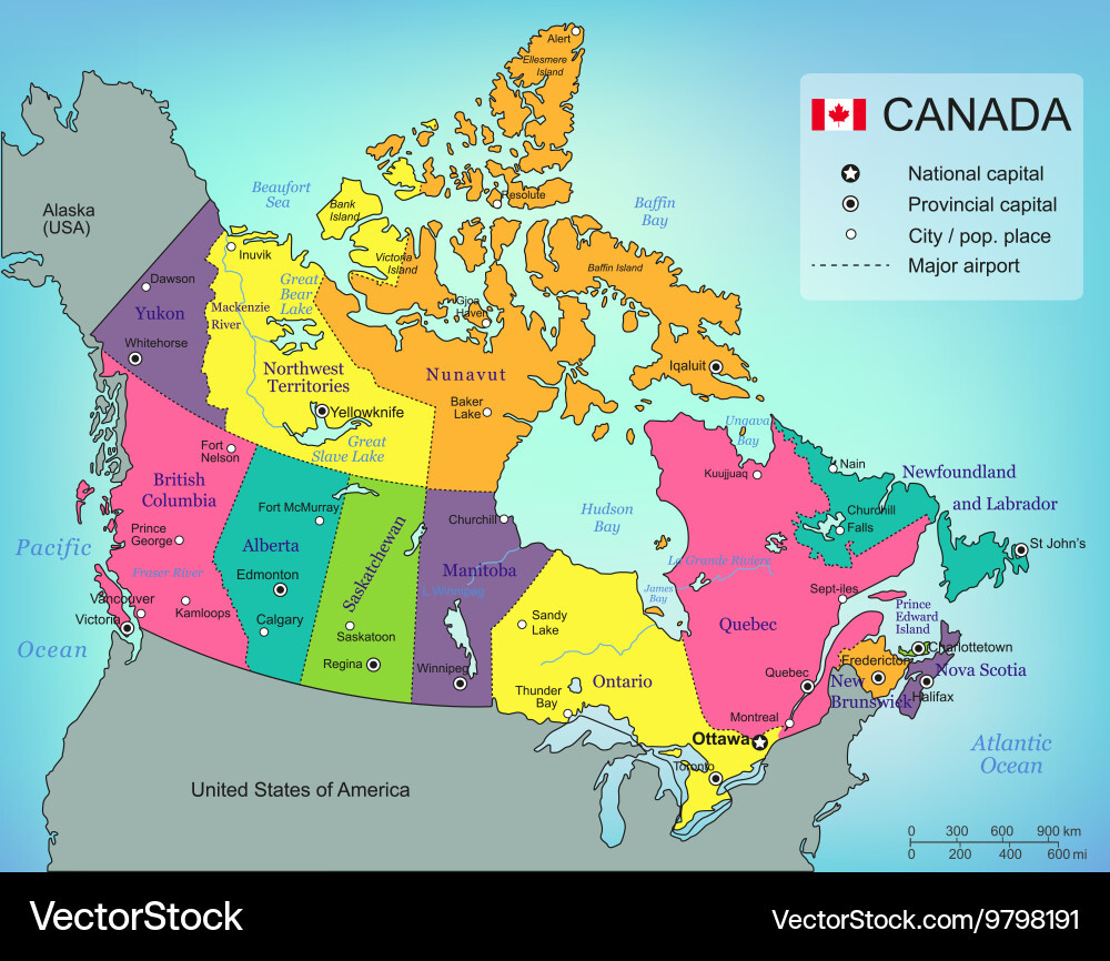 Kanada Karte Mit Provinzen &amp;amp; Territorien Vektorbild pertaining to Free Printable Map of Canada Provinces and Territories