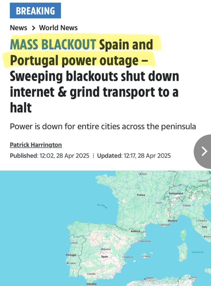 Map of Spain and Portugal Power Outage