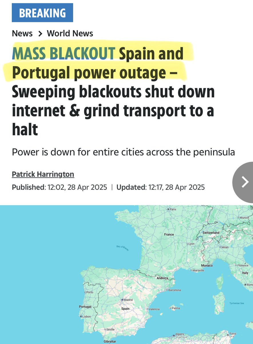 Kapadia Cp On X: &amp;quot;A Large-Scale Power Outage Has Occurred In within Map of Power Outage In Spain and Portugal