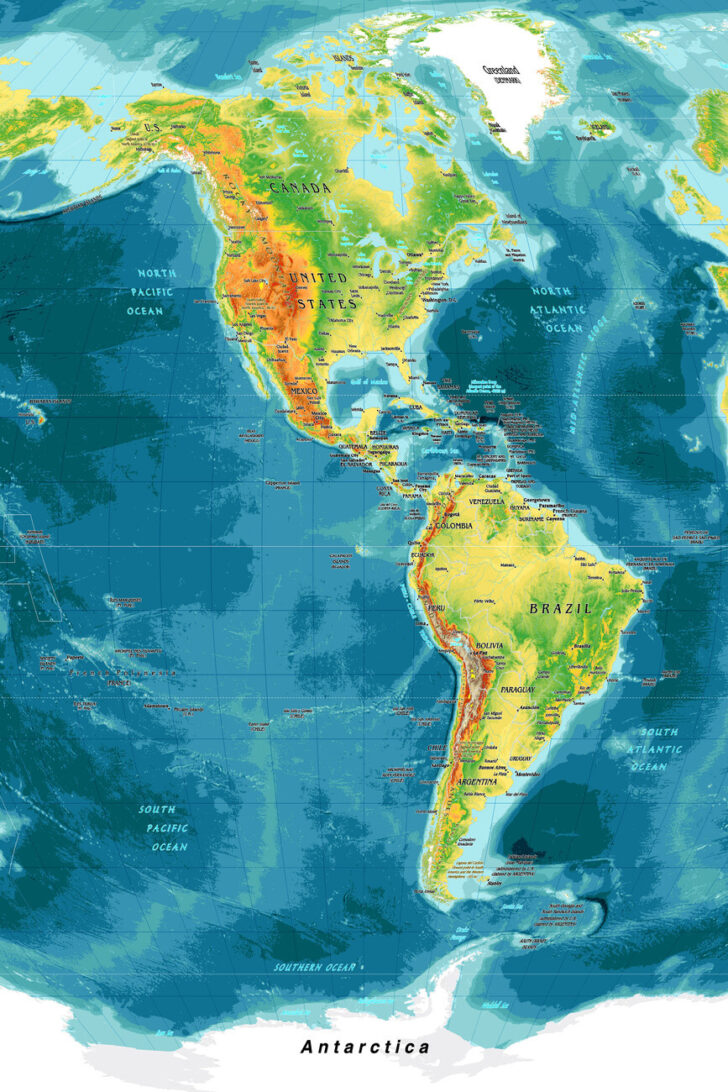 Map of North America and South America Together