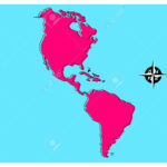 Karte Von Amerika Ohne Namen, Auf Blauem Hintergrund Und Mit For Map Of North And South America Without Names