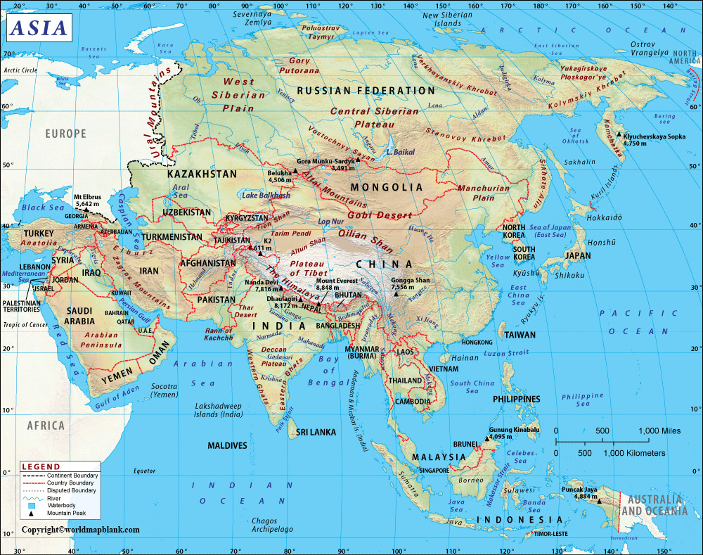 Labeled Map Of Asia With Countries In Pdf regarding Free Printable Map Of Asia With Countries Labeled