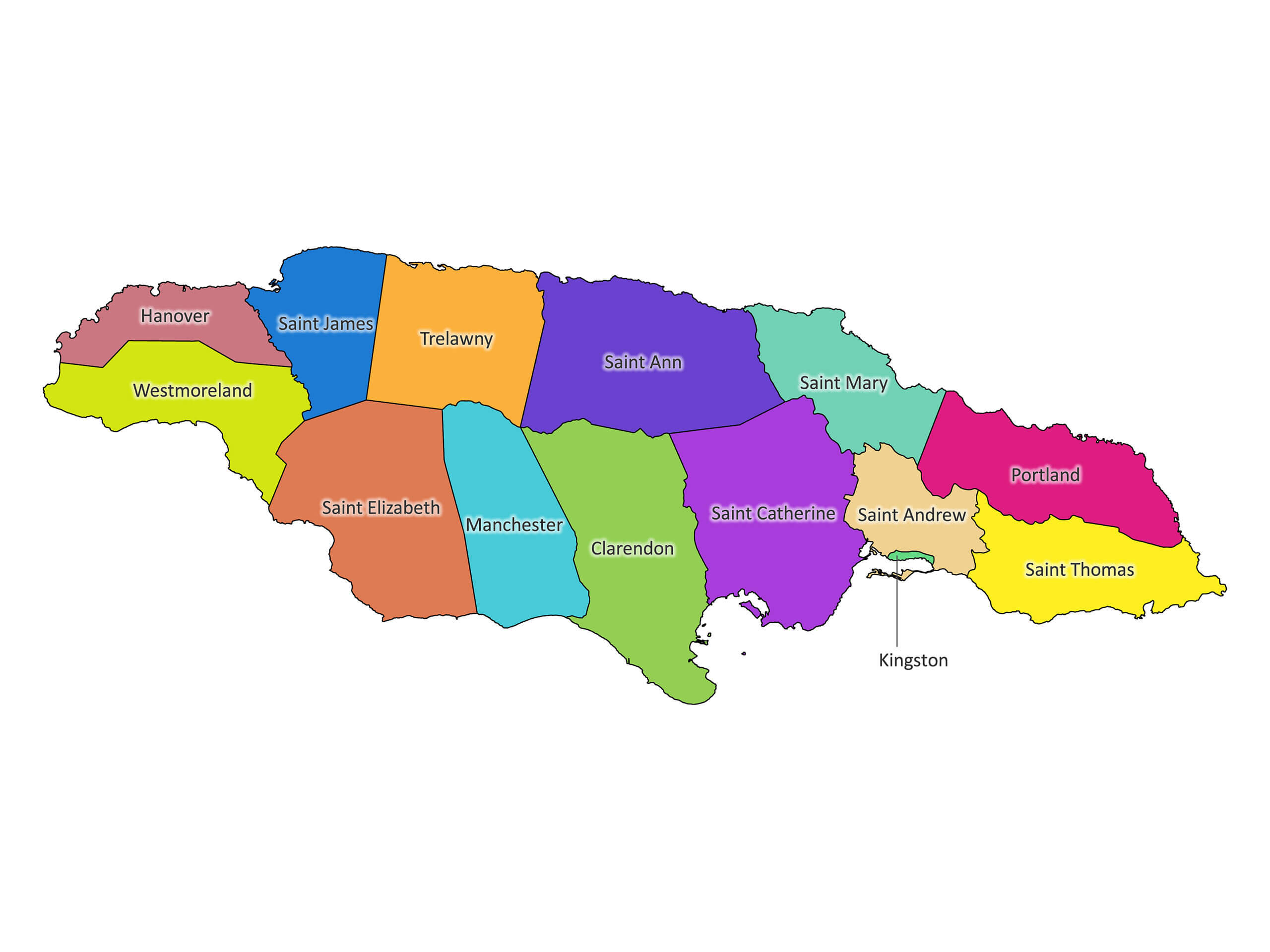 Labeled Map Of Jamaica | Labeled Maps pertaining to Downloadable Map of Jamaica with Parishes