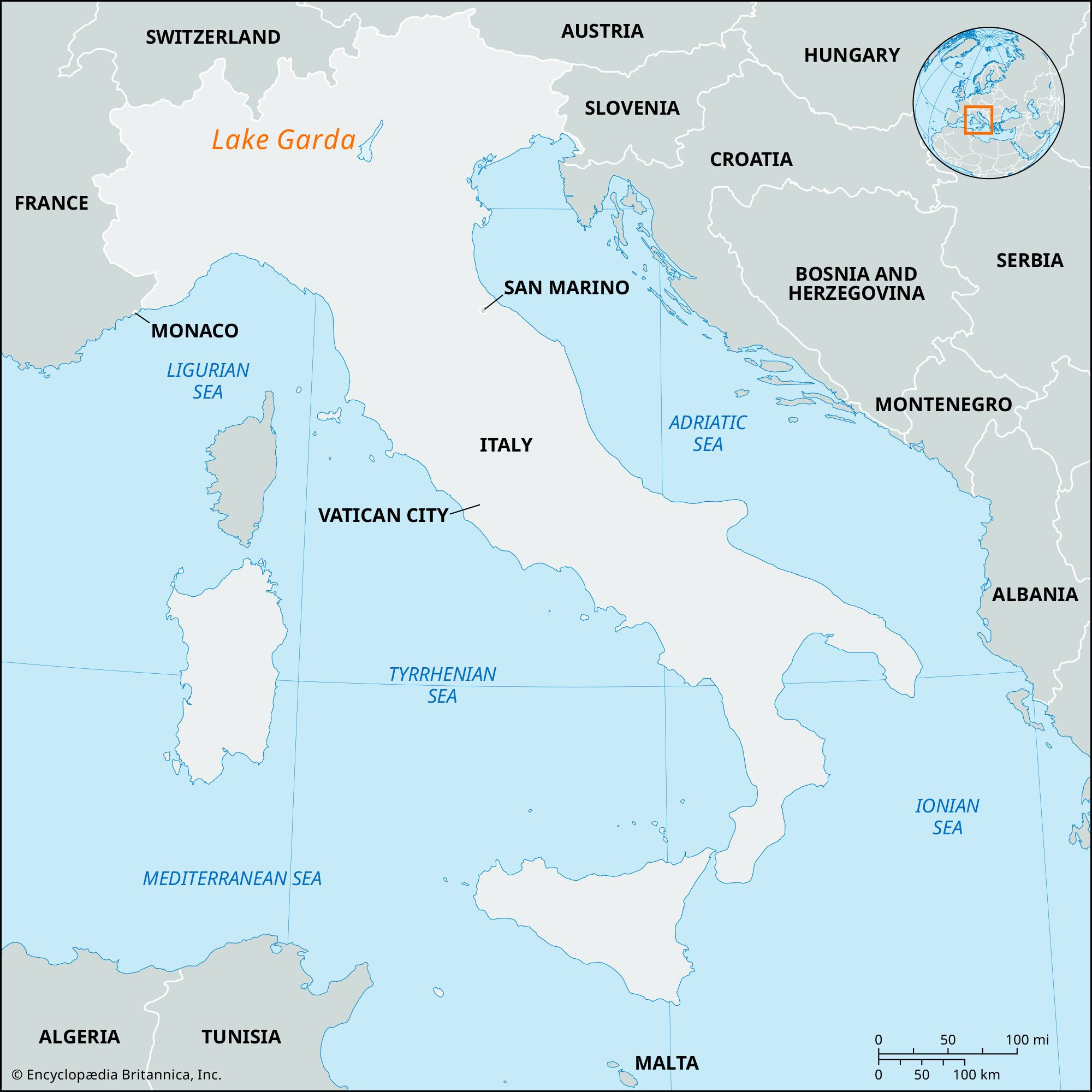 Lake Garda | Italy, Map, History, &amp;amp; Facts | Britannica in Map of Lake Garda Italy