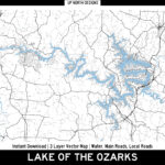 Lake Of The Ozarks Roads & Water Svg Multi Layer Map | Streets In Printable Lake Of The Ozarks Map