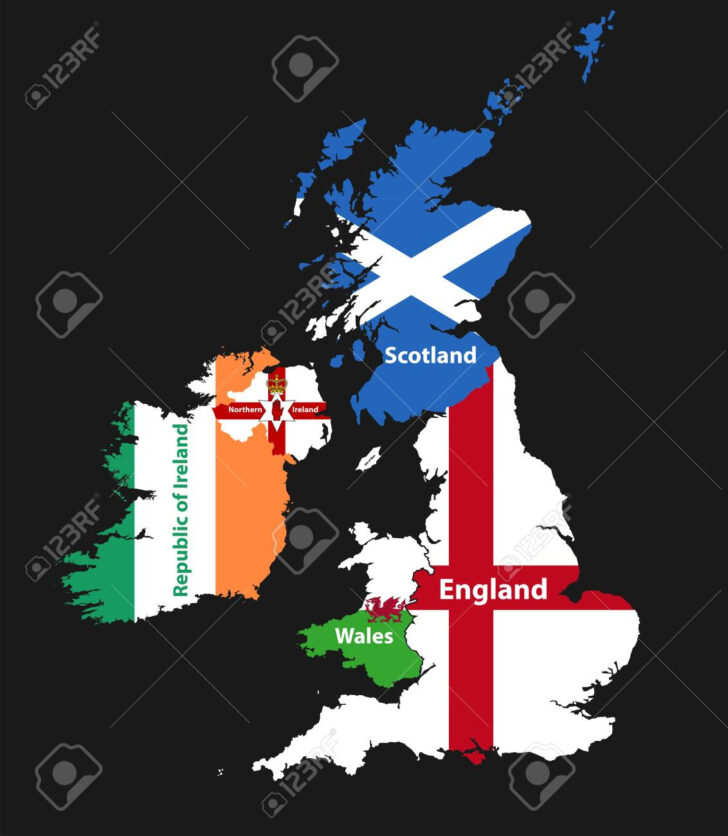 Map of England Scotland Wales and Northern Ireland
