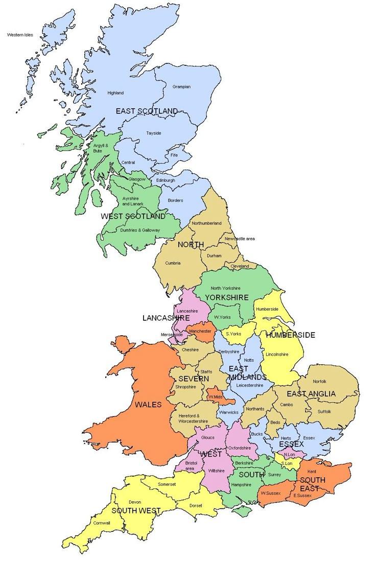 Large Area Map inside Map Of England And Scotland Counties