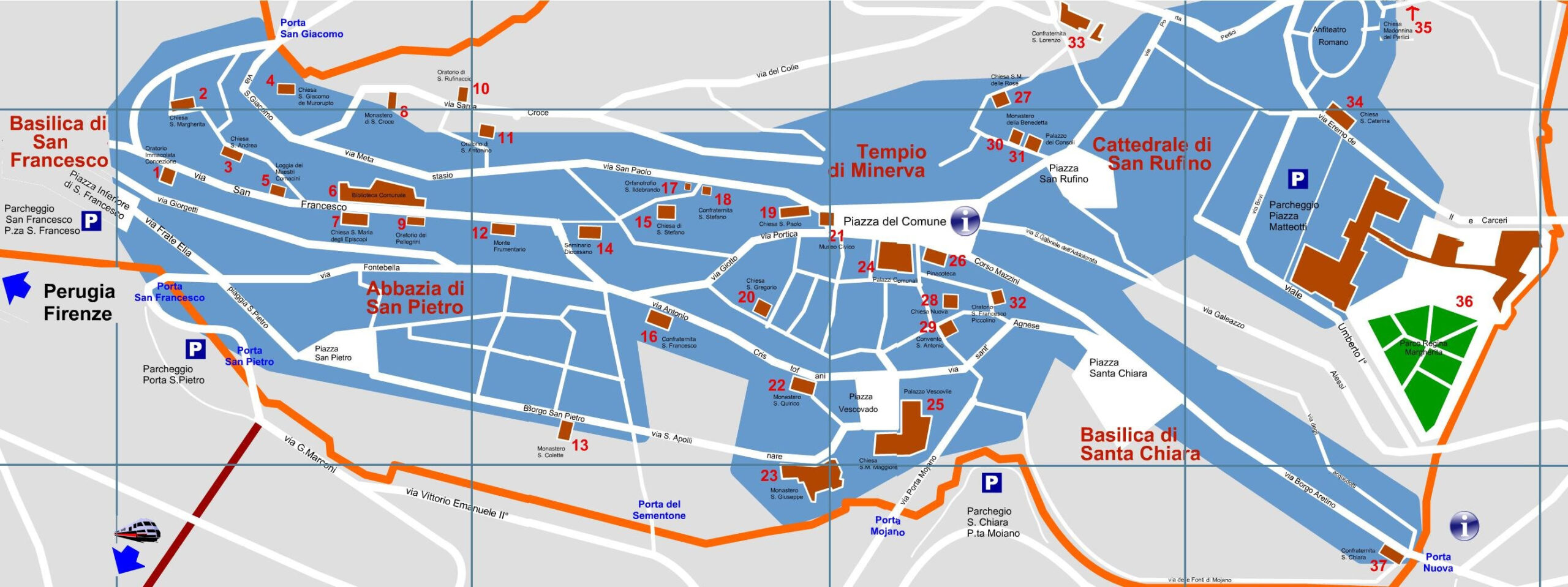 Large Assisi Maps For Free Download And Print | High-Resolution in Assisi Italy Map of the City
